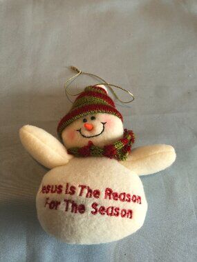 Jesus is the Reason for the Season Plush Snowman Christmas Ornament #F28